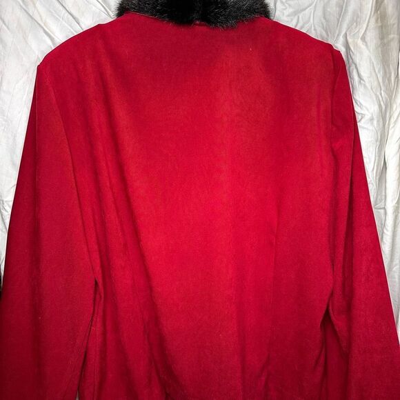 Vintage R&K Originals Red Jacket With Faux Fur Collar size L - Picture 5 of 6
